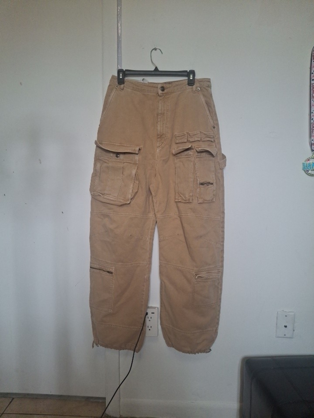 Sportmax Men's Cargo Pants in Tan with Multiple Pockets